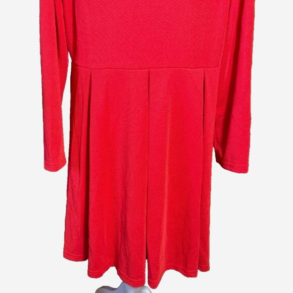 White Mark Red Fit & Flare Swing Dress Women’s 2XL Long Sleeve Scoop Neck - Picture 3 of 10
